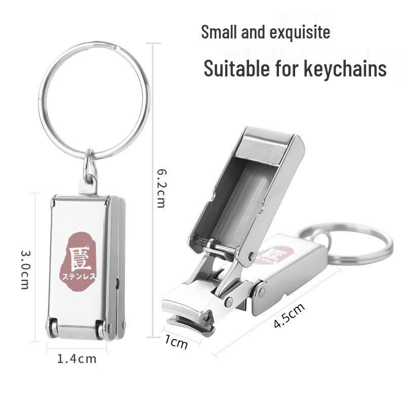 Mini Foldable Nail Clipper with Keychain - Portable Flip-Top Kitten Design