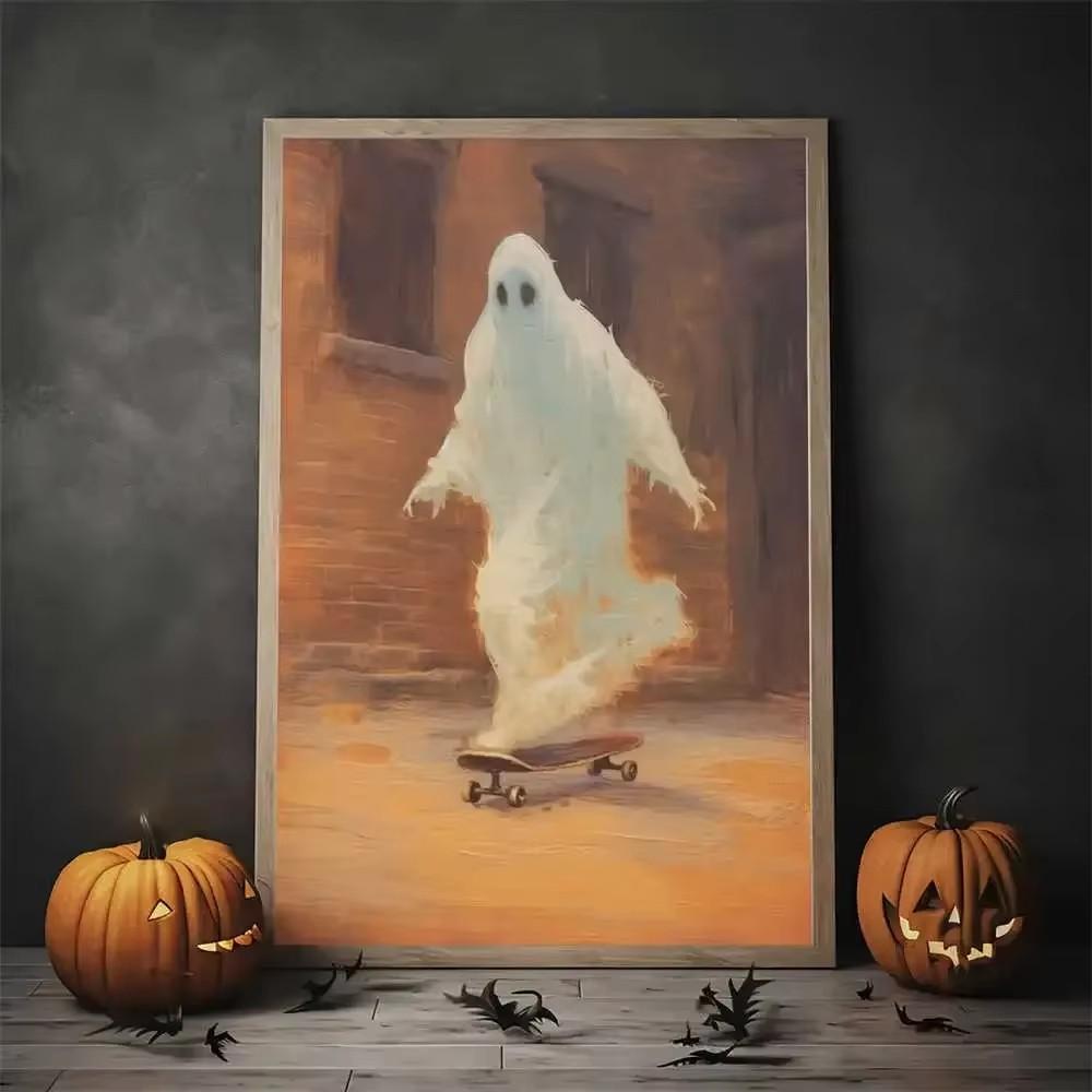 Vintage Wall Art Music Sports Spooky Aesthetics Bicycle Halloween HD Canvas Print Poster Home Living Room Bedroom Decoration