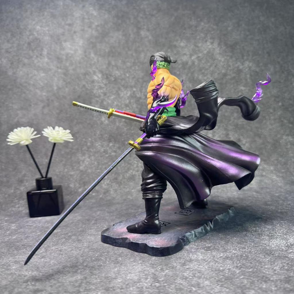 One Piece Anime Fugure 23cm Double-blade Flow Enma Zoro Battle Statue Action Toy PVC Figure Model Collectible Decoration Toy