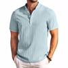 Men'S Summer Casual Collarless Short Sleeved Button Top