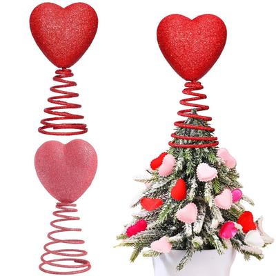 Décorations créatives pour la Saint-Valentin de 5 pouces, ressort hélicoïdal pailleté, topper en forme de cœur pour arbre, mini ornement de fête réutilisable, décoration de maison