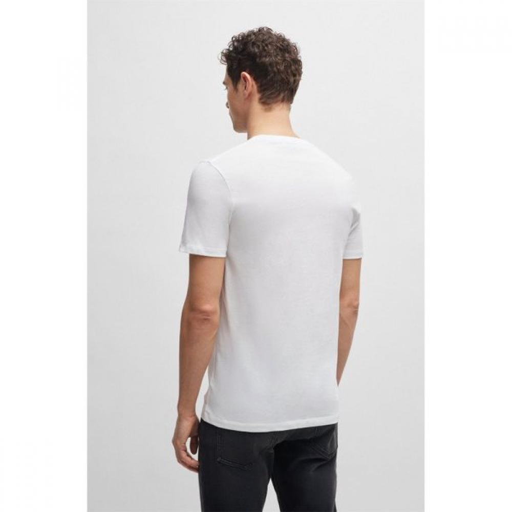 Boss 30  Off Slim FiT Liquid Finishing Pure CoTTon T shirT whiTe  50321682100 