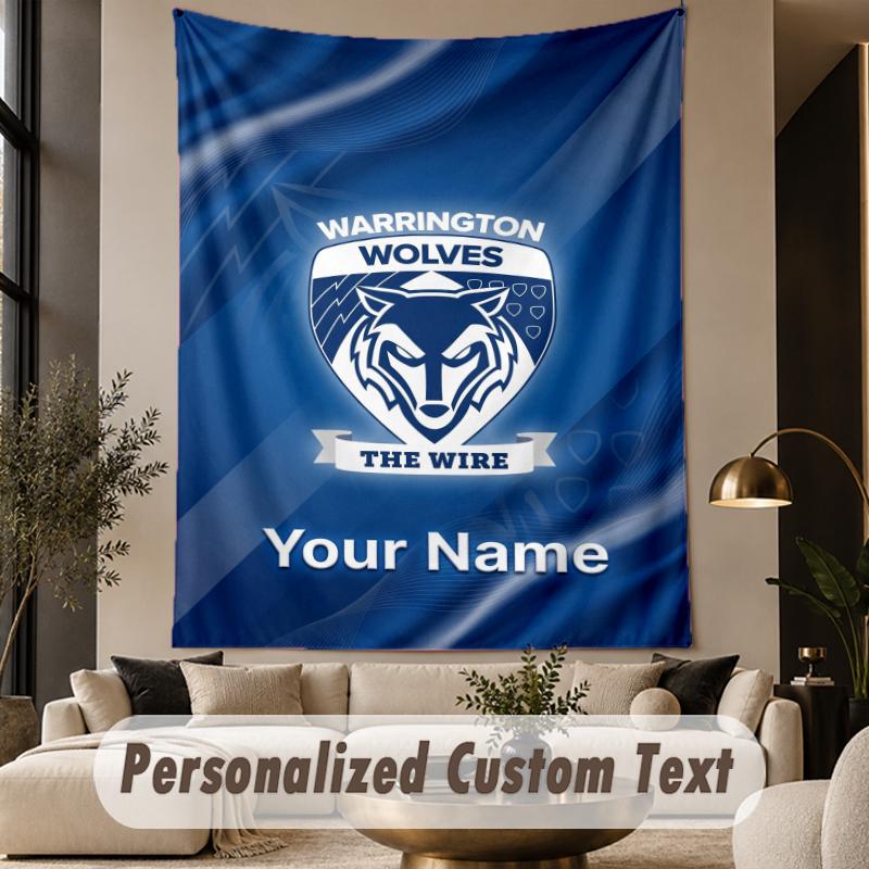 Custom Text Tapestry Warrington Wolves Print Wall Tapestry Indoor Living Room Wall Decor