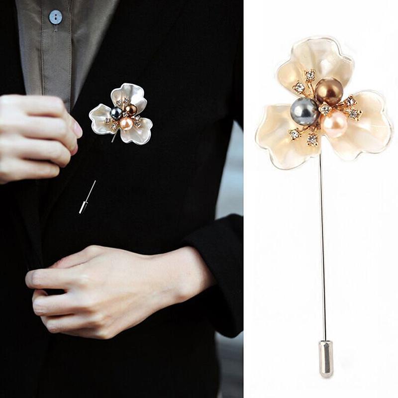New Fashion Sweater Brooch Rose Flower Corsage Camellia Long Needle Pin Girl Women Shawl Shirt Collar Brooch Pins Accessories