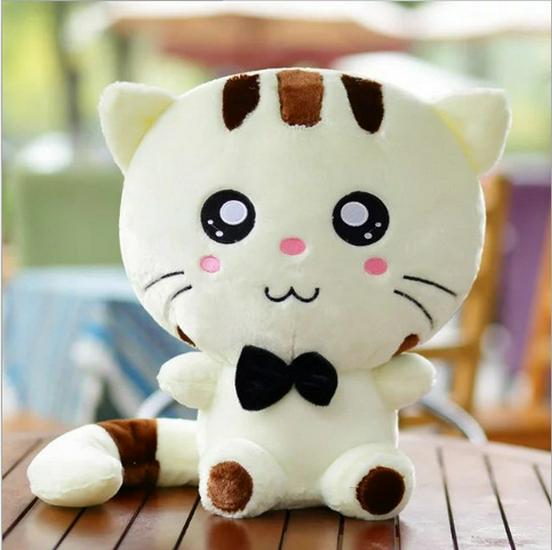Happy Big Cat Plush Toy - Big Face & Tail Onigiri Cat Valentine's Day Gift