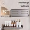 Foldable Wall-Mounted Bathroom Storage Rack for Toiletries and Makeup.