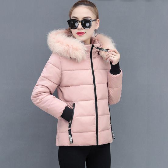 Winter Down Coat Padded Hooded Pockets Zip-up Parka Windproof Heat Retention
