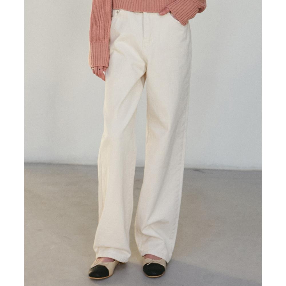 

NICKNICOLE ESSENTIAL STRAIGHT COTTON PANTSCREAM