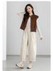 Yi Fei Women's High-Waist Slimming Cotton Trousers - Solid Color, Korean Style, Petite Spring 2026