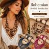 4er Set Handgefertigter Boho Halsketten-Ohrring-Satz Mehrschichtiger Perlenohrring-Satz Holz-Halsketten-Satz Damen