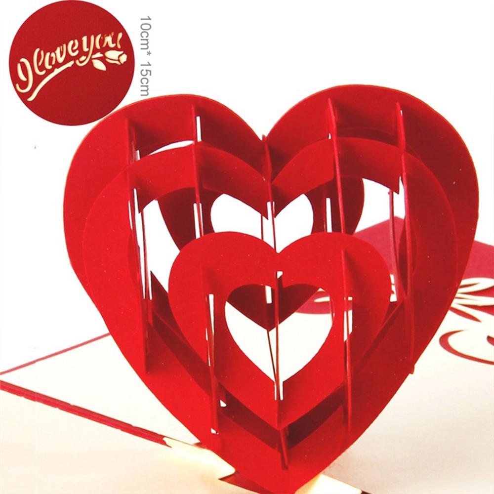 Hot 3D Creative Card For Wife And Friend Valentines Day Gift Wedding Invitation  Card Thank You Postcard