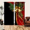 Christmas Bell Drapes Polyester Satin Artistic Classic Design Household Decoration for Livingroom Space and Bedchamber Windowpane Drapes