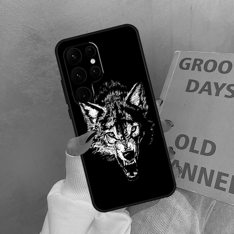 Angry Wolf Case For Samsung Galaxy S25 Ultra S20 S21 S22 S23 S24 Ultra S9 S10 Plus S25 FE Cover Coque