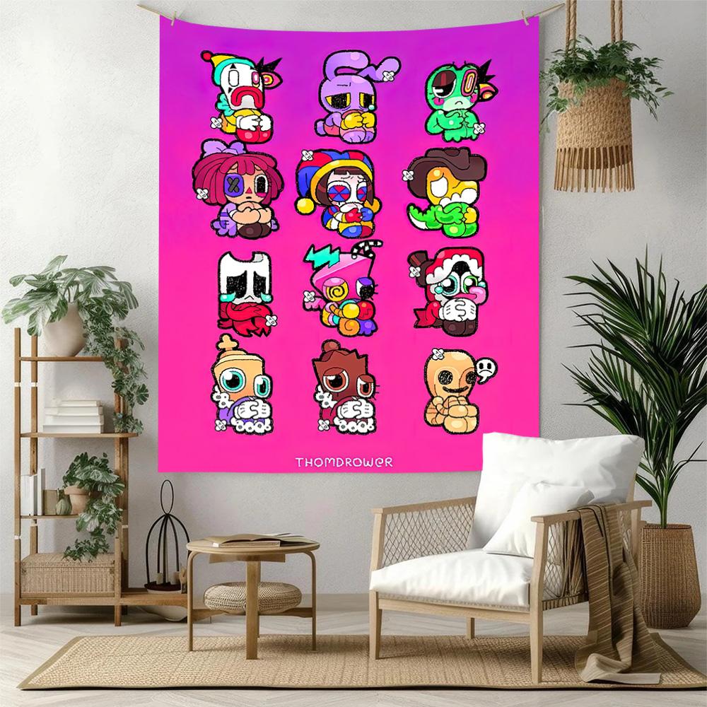 Digital Circus Wall Decor Tapestry Art For Pet Memorial Birthdaywedding Party Backdrop Family Gift