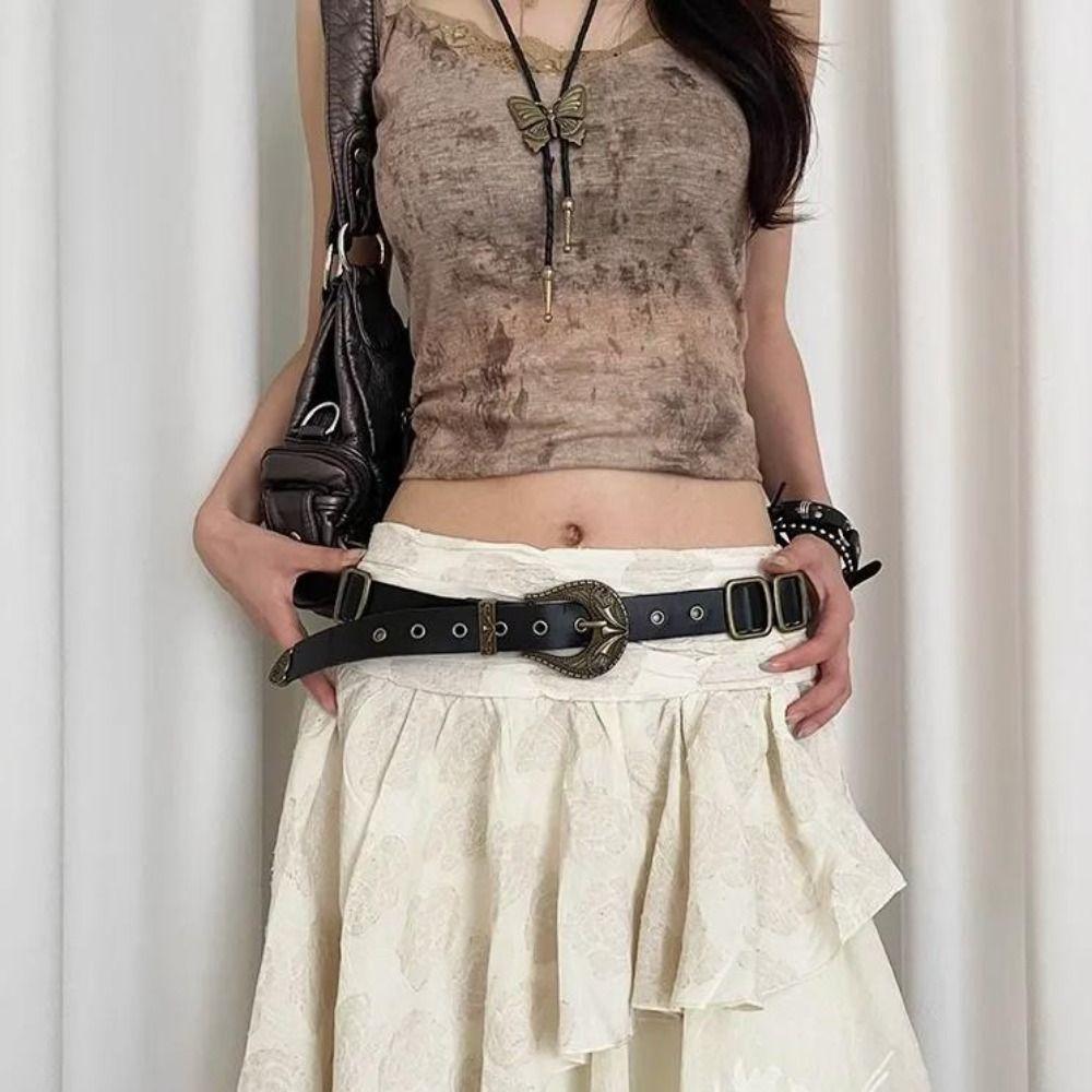 Pu Leather Waist Belt American Dress Jeans Belt Fashionable Women's Belt  Spicy Girls