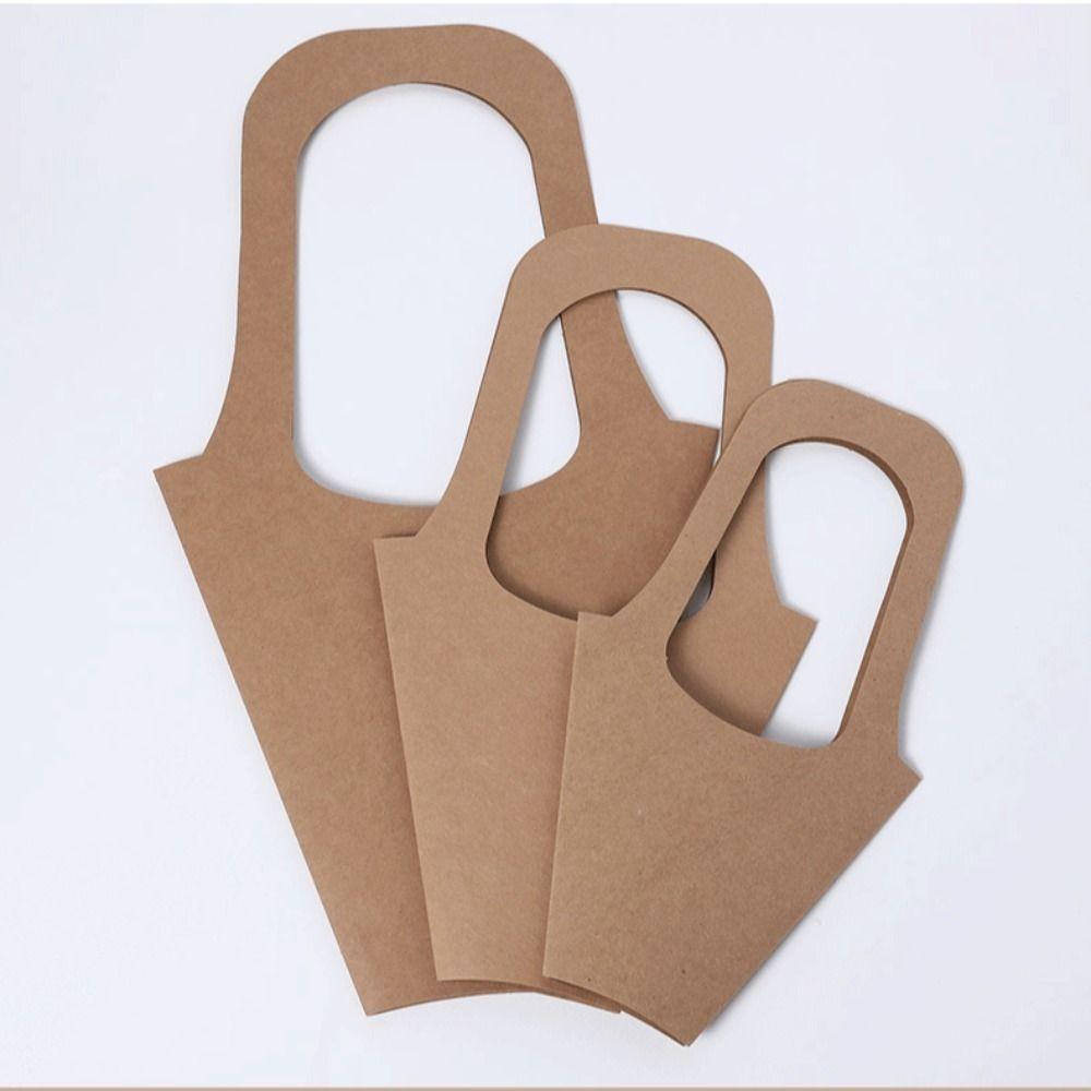 10Pcs Handheld Flower Basket Kraft Paper Tote with Handle Flower Paper Box Valentine Day Gift Tote
