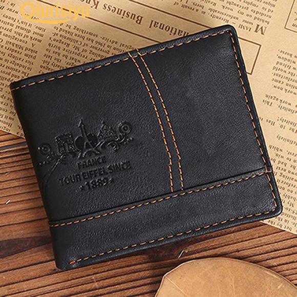 Men PU Leather Bifold Wallet Credit//ID Card Receipt Holder Coin Money Purse Gift