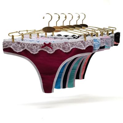 Women Sexy G-string Cotton Thong String Woman Underwear Intimates Lingerie Lady T-back Panties 6 Pcs