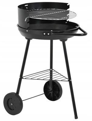 Grill Ogrodowy Półotwarty Czarny Ruszt 37cm Mobilny Stalowy Grill Na Węgiel
