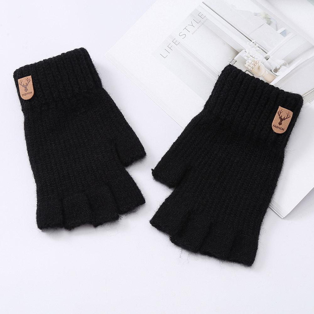 

Зимние перчатки без пальцев и с полными пальцами однотонные для студентов - Корейский стиль, Утепленные, Совместимые с сенсорным экраном, Без пальцев, Теплые перчатки для велоспорта