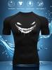 Mens Navy Blue Compression Short Sleeve T-Shirt White Dripping Evil Smile Graphic Quick Dry Breathable High Elasticity Gym And MMA Athletic Top