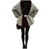 Womens Long Wool Blend Coat With Real Fox Fur Trim V-Neck Belted Outerwear Winter Fashion