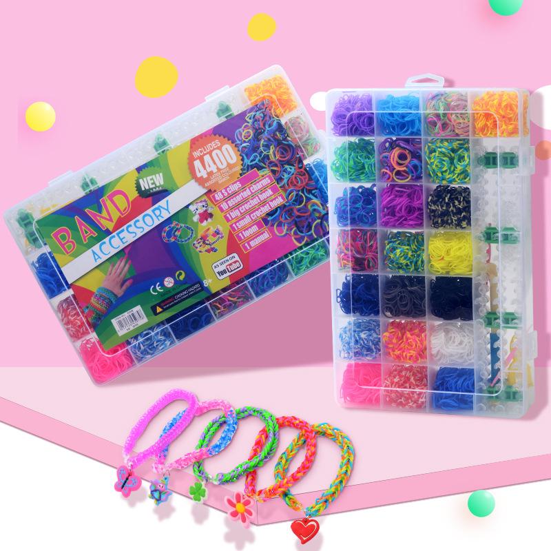 Stav na gumičky Rainbow pro děti - DIY náramek hračka s 28, 32 mřížkami