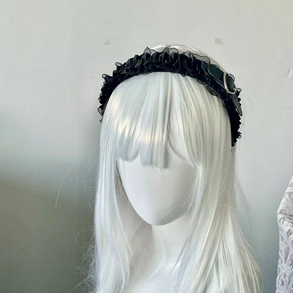Abby Love Headband Goth Punk Leather Buckle Headdress Dark Hair Accessories Lolita Sweet Headband Hair Accessories