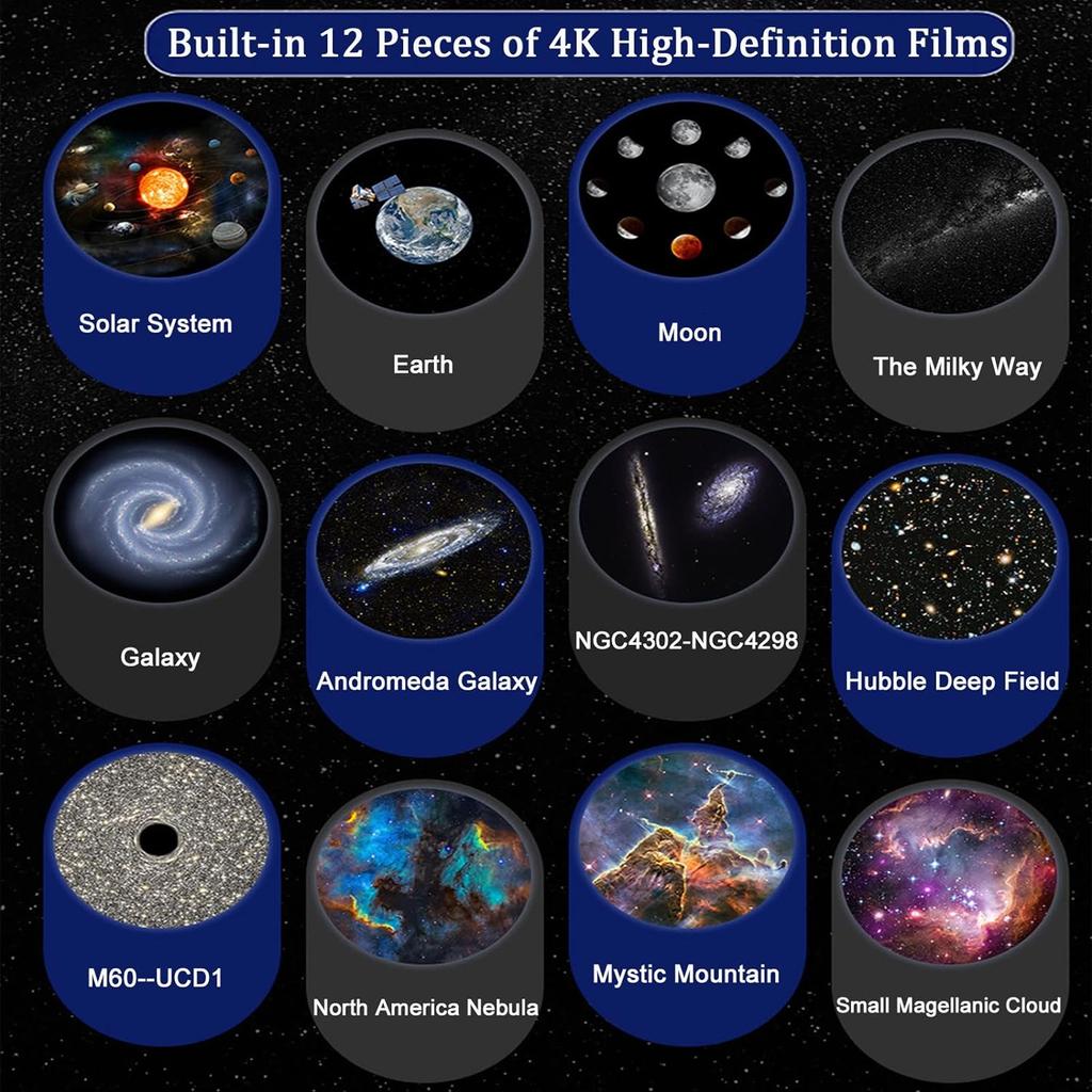 Galaxy Projector Lights, 12 In 1 Planetarium Star Starry Sky Night Light with Solar System Constellation Moon for Bedroom Ceiling Home Room Decor