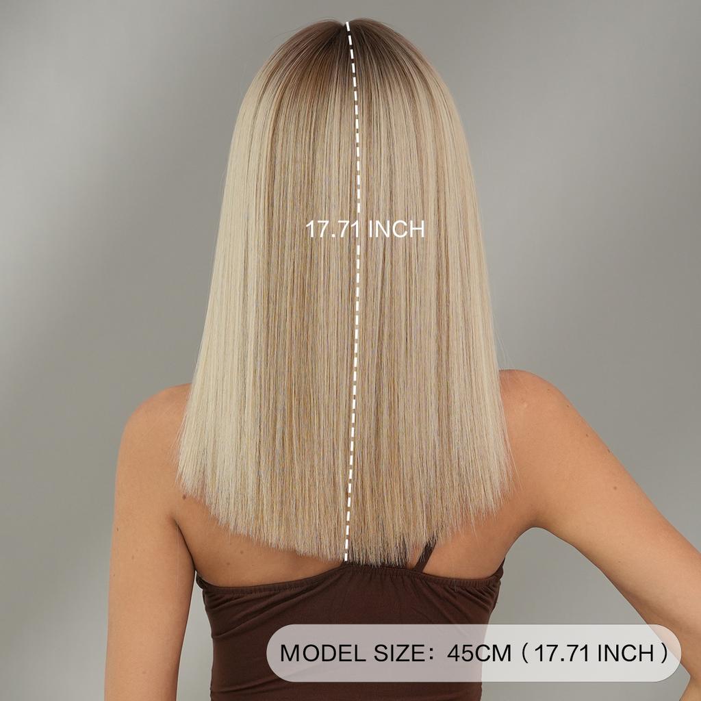 New Ash Blonde Shoulder Length Wig for Women - Rooted Hair Rose Net Machine Made Daily Wear Full Cap Wig, Natural Breathable