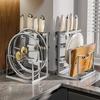 Stainless Steel Kitchen Multifunctional Pot Cover Holder Cutting Board Cutting Board Cutting Tool Table Integrated Storage Rack