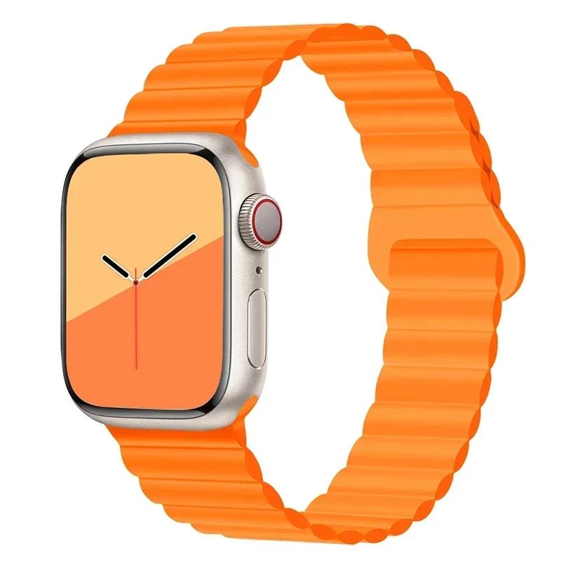 Magnetic Strap For Apple Watch Bands 45mm 38mm 49mm 40mm 42mm 41mm Silicone Sport Bracelet iWatch Series Ultra 9 6 5 7 8 Se 44mm