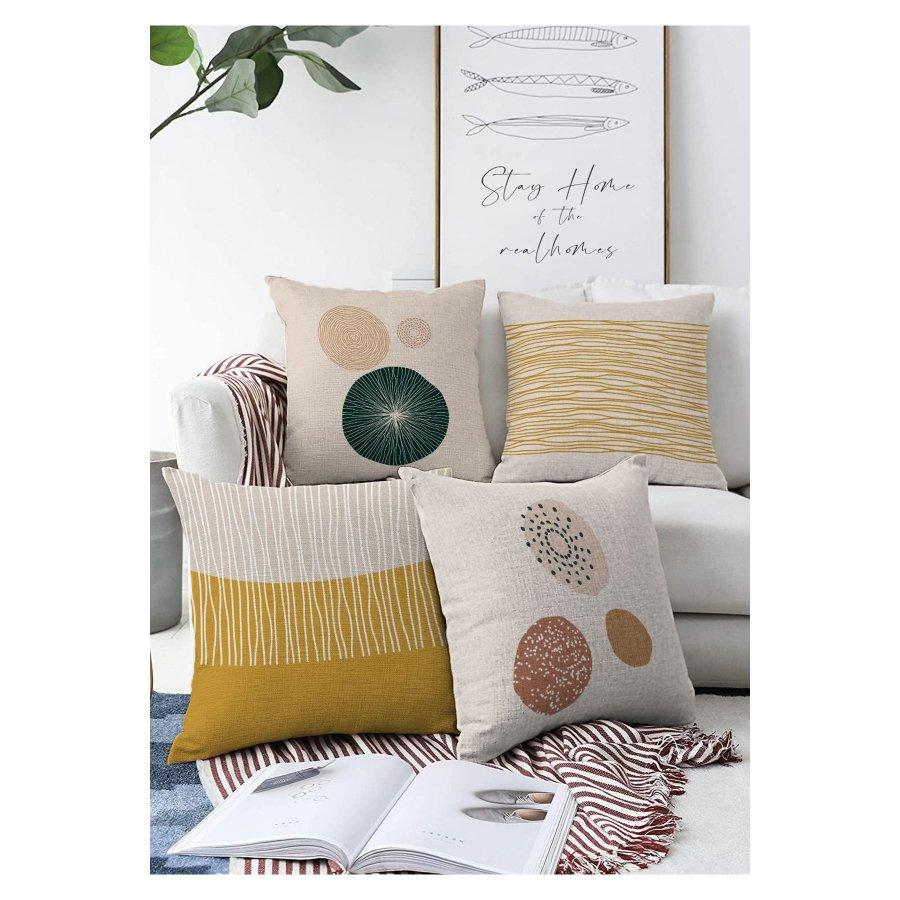 4 Pieces Double Sided Digital Printed Cushion Cover Set
