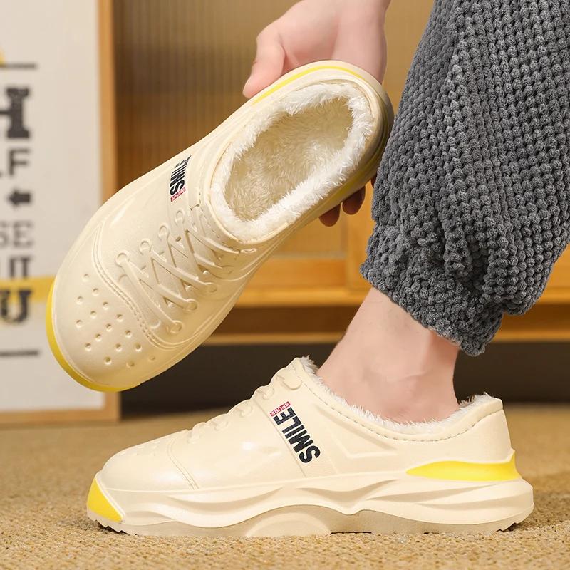 Fashion Casual Shoes Round Toe Flexible Slip-on Waterproof Comfortable Trendy All-match Non-slip Wear-Resistant Plus Velvet Keep Warm