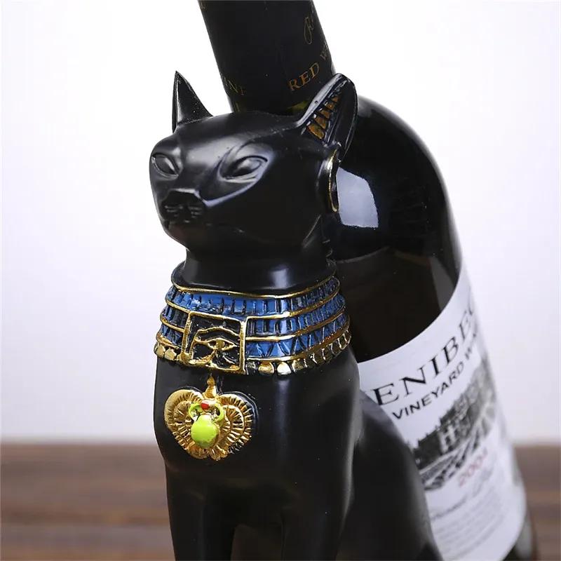 Resin Wine Rack Holders Egypt Anubis Statue Bestet Figurines Animal Wine Holder Desktop Office Kitchen Living Room Home Decor