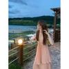 French Hepburn Premium Pink Suspender Neck Dress Female Design Celebrity Pleated Dress Dress