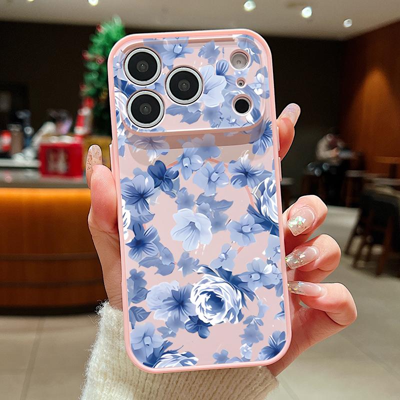 Magnetisch Für Magsafe Hülle Für iPhone 17 Pro Max Blau Rose Blumen Muster Hautgefühl Abdeckung Für iPhone 16 15 14 13 Pro Max