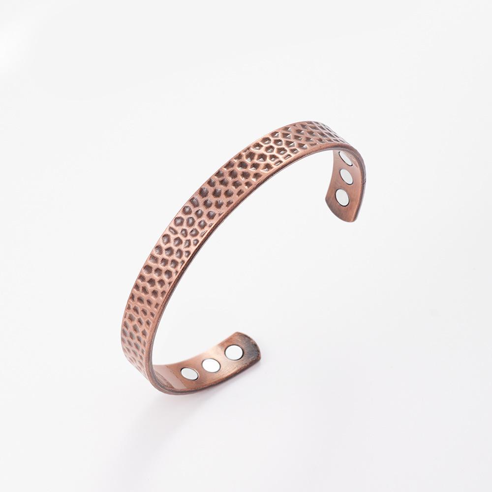 Vintage Red Copper Magnetic Bracelet & Ring Set for Men and Women