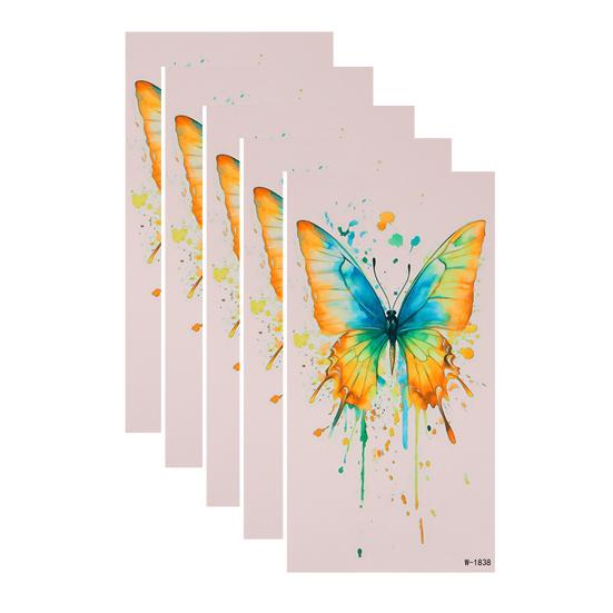 huaqianguhh 5 Sheets Butterfly Tattoo Stickers, Waterproof Temporary Flower Tattoos, Colorful Face Body Tattoos for Parties Night Club Music Festival