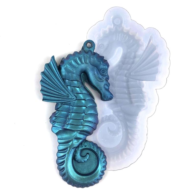 Ornamenti Cavalluccio Marino di Natale Colata in Resina Stampo in Silicone Portachiavi da Donna Ciondolo Decorativo Stampo per Gioielli per Artigianato Fai-da-te
