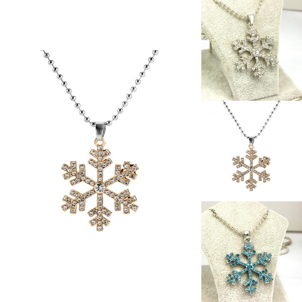 Frozen Water Crystal Pendant Necklace With Sparkling Snowflake Design For Women