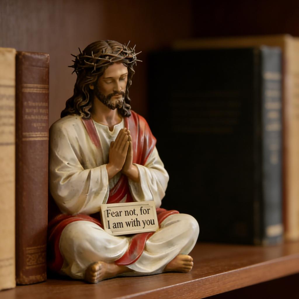 Pray Sitting Holy Resin Statue Desk Companion Figurine Christian Religious Gift Providing Daily Spiritual Comfort