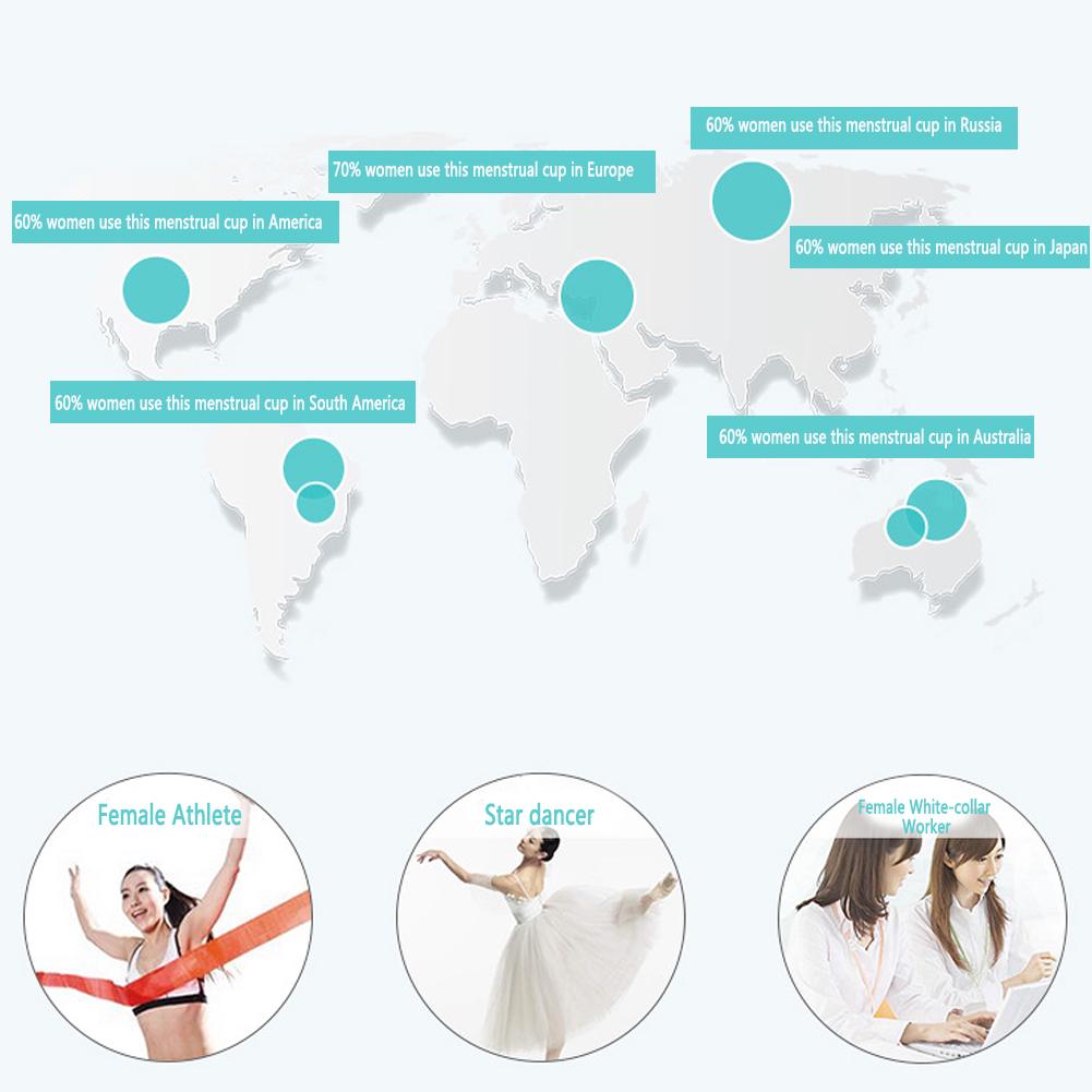 2 Sizes Innovative Reusable Menstrual Cup Food grade Silicone Feminine Period Hygiene Cup