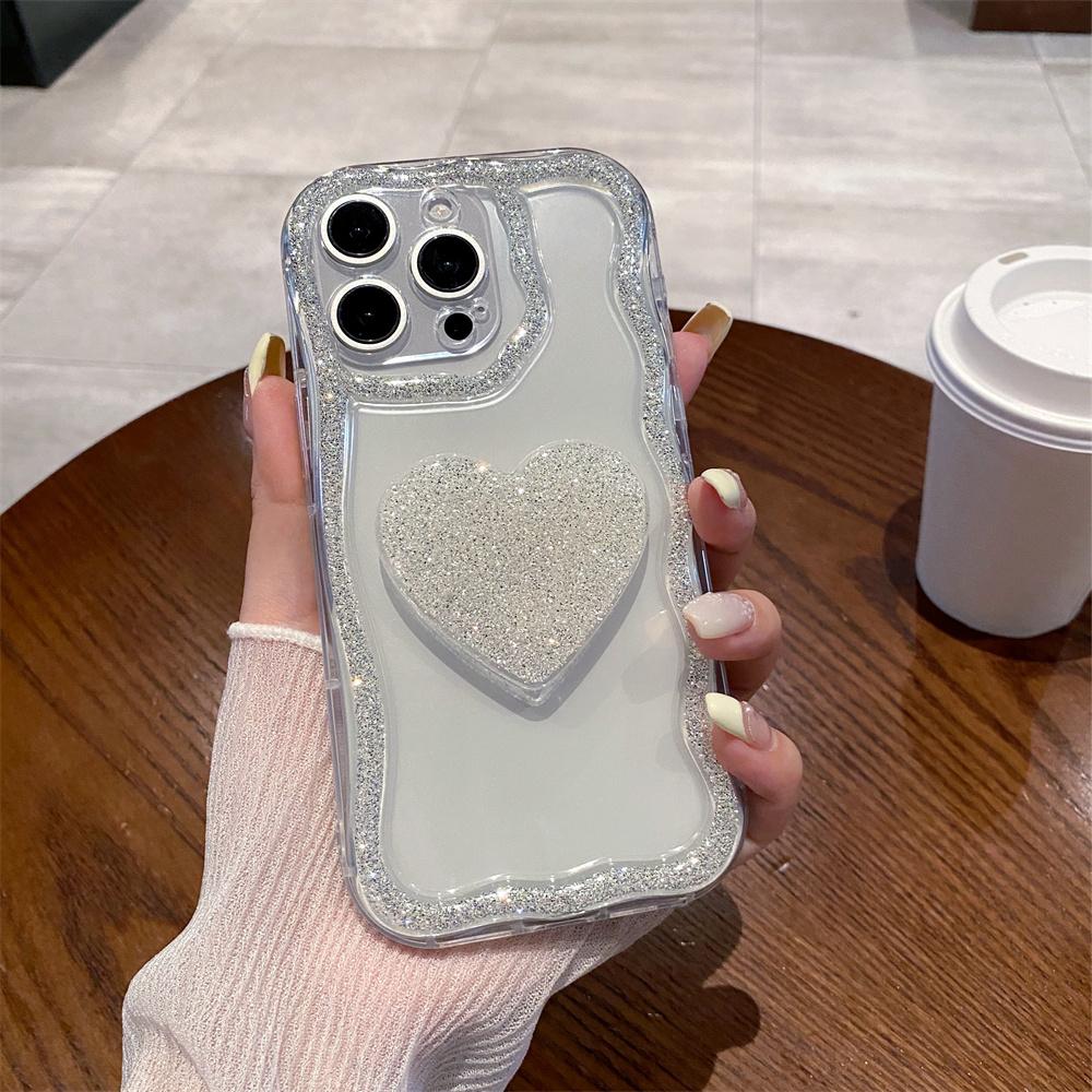 

Чехол для телефона с блестящим бриллиантовым сердцем для iPhone 16 15 14 13 12 11 Pro Max Plus, симпатичный 3D-чехол с сердечком, противоударный For iPhone 13