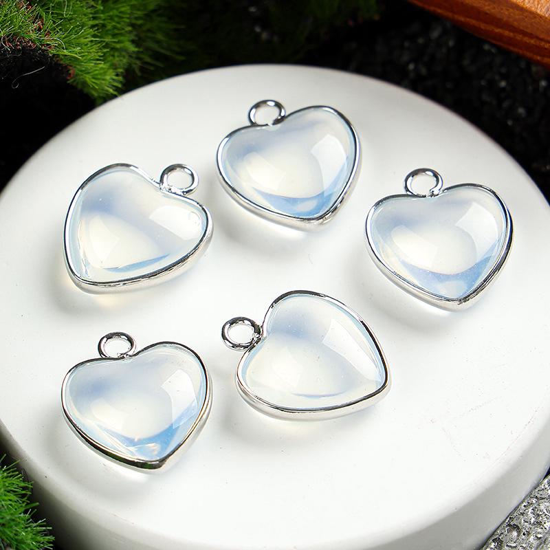 Heart-Shaped 15x19mm Natural Amethyst Agate Jade Bezel Pendant for DIY Jewelry Making