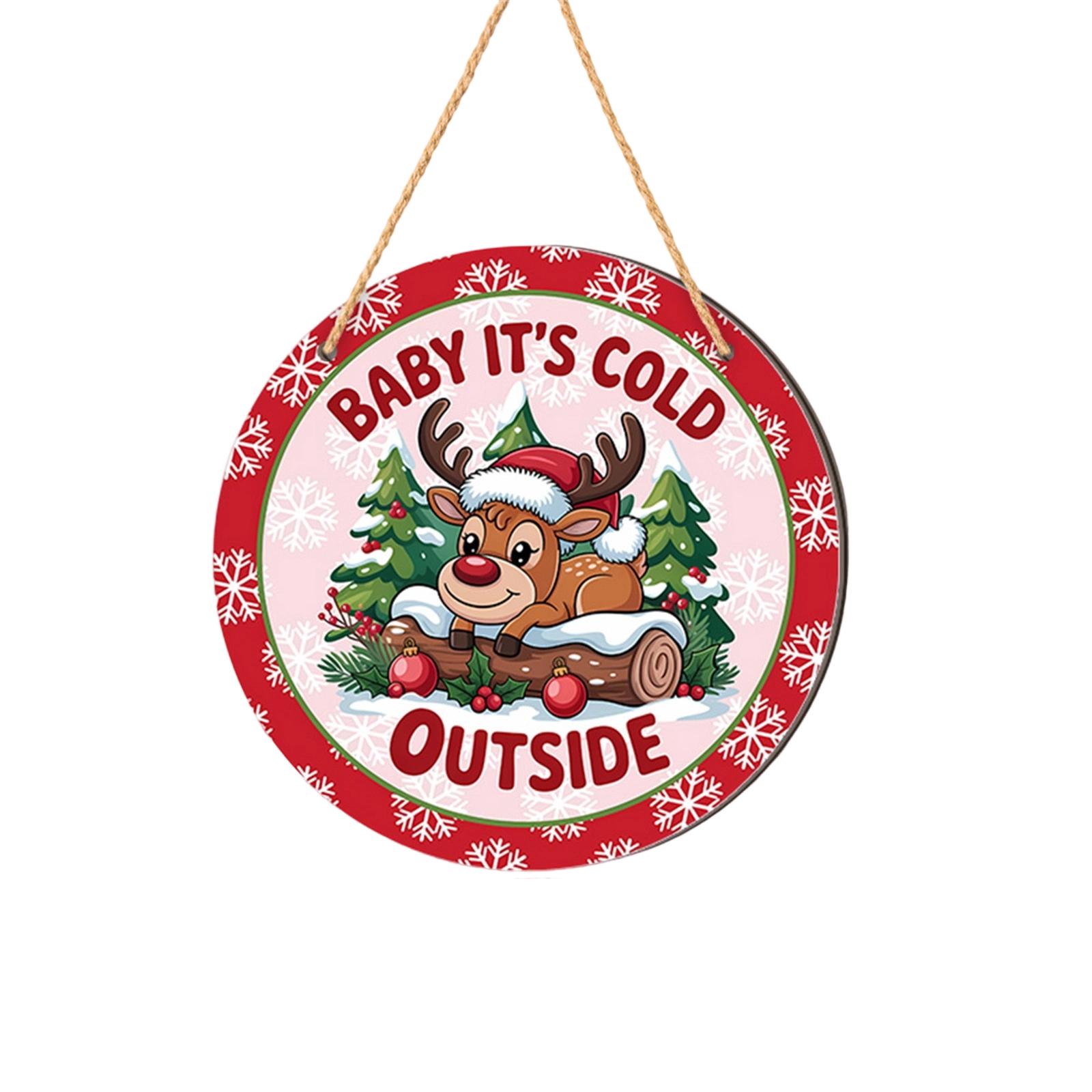 

Christmas Christmas Tree Welcome Sign 2D Flat Wooden Holiday Party Hanging Sign Ornaments One Size