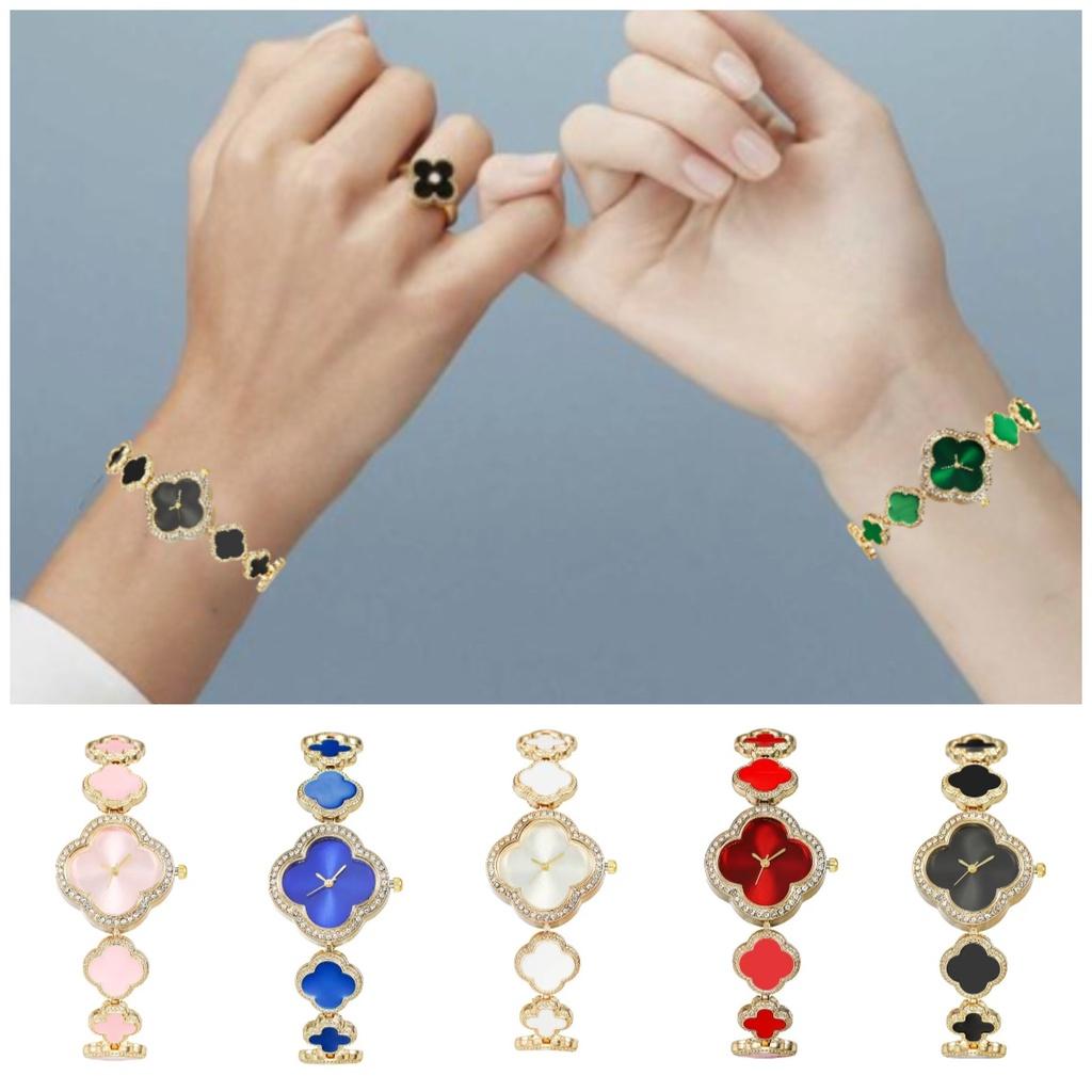 Clover Four Leaf Quartz Watch Leather Alhambra Wristwatch Accessory Gifts Girls
