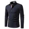Men's Casual Polos Contrast Color Lapel Long-sleeved Polo Shirt for Men Casual Golf Shirts England Style Tees Tops Man