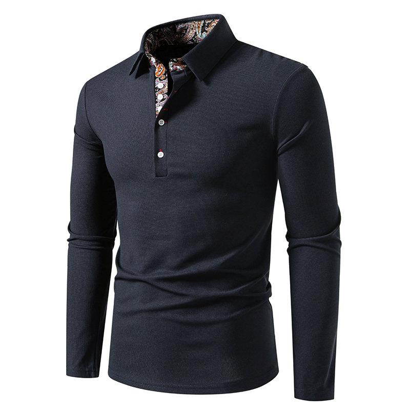 Men's Casual Polos Contrast Color Lapel Long-sleeved Polo Shirt for Men Casual Golf Shirts England Style Tees Tops Man