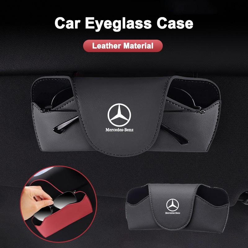 CQQ1 Leather Car Sun Visor EyeGlasses Case Eyeglasses Bracket Clip For Mercedes Benz W203 W204 W205 W176 W16 W177 W247 Accessories